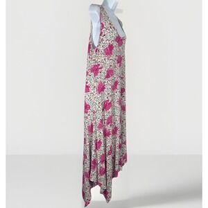 VTG Y2K Pineapple Moon Pink Floral Asymmetrical Midi Dress XXL GUC See Last‎ Pic
